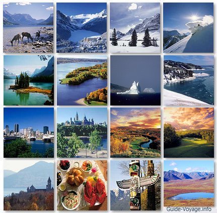 Diff&eacute;rentes vues ;paysages Mer Montagne Lac Gratte-ciel, sites typiques traditionnels, Neige, table servie de mets de cuisine app&eacute;tissants�bien vari&eacute; et photo attrayante  Id&eacute;e de voyage d'Evasion