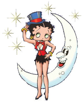 ;  bETTY  BOOPS  lune &eacute;toile  belle son habit  mode cool et son chapeau bleu�  pr Ns Saluer et Saluer la Lune les Etoiles le Ciel��G&eacute;n&eacute;reuse et sympa, elle est !!&&