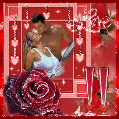 Charme Beaut&eacute;  BelleRose Brillante  Rouge blanc Deux flutes champagne, Amour  ce beau couple � Etoiles Coeurs�   A   BIENTOT  � bizzz  marie-andr&eacute;e&