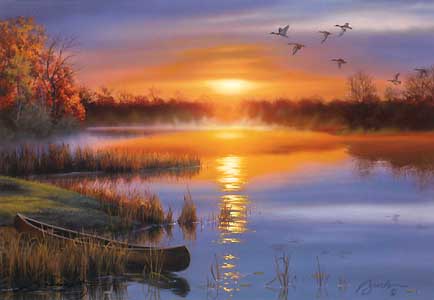 . Rivi&egrave;re,  Coucher de soleil  Oiseaux ! TONS DE COULEURS D'AUTOMNE � beau et apaisant , et vivifie �� Bonne fin de soir&eacute;e �� A DEMAIN   DOUCE NUIT � Mil bisous &&