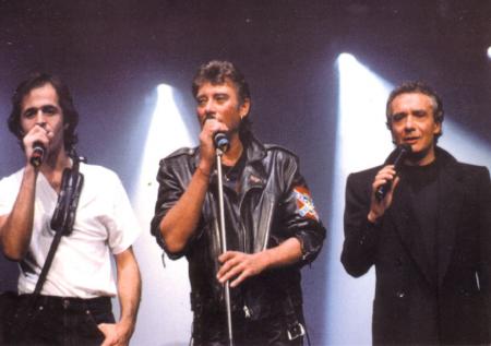 Nous les connaissons: M sardou J Hallyday JJ Goldman � Spectacle des Enfoir&eacute;s, com chaque ann&eacute;e�