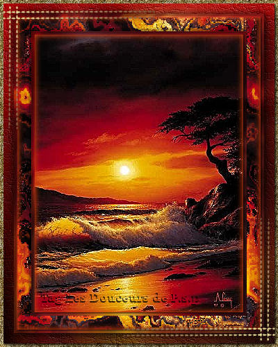 Douceur de la nuit avec un beau coucher de soleil: paysage de mer ou oc&eacute;an,les vaues se jettent contre les roches de la falaise�� Douceurs R&ecirc;ves Doux  Bonne nuit Je vs souhaite �� mil bizzz 