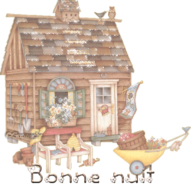 bonne nuit ,  la ferme  animaux, fleurs  maison brille, la nuit arrive &eacute;toiles lune &eacute;clair la terre, cette belle maisonCouleurs, Image color&eacute;e en transparenc!!fallait y penzer!&&