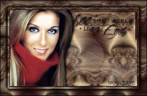 Souriante, Cdre sous beau fond tissu marron Phrase en Anglais��elle a des yeux bleux magnifiques�� BON Week - end�� 