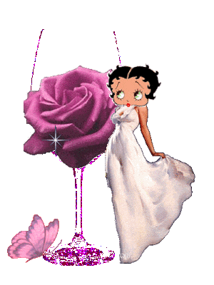 ; bELLE Superbe  Notre Betty Boops � dans sa robe blanche  De soir&eacute;e, une belle rose mauve, Etoiles brillent! un papillon est l&agrave;  pr l'Amour la Nature l'Amiti&eacute; � la Beaut&eacute; �� 