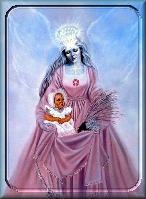 Ange M&egrave;re, tu fais penser &agrave;  Marie  la M&egrave;re Divine m&egrave;re de l'Humanit&eacute; tenant dans ts bras douceur tendresse, ce beau b&eacute;b&eacute; �Belles couleurs et dans le coeur CouleursTendresseLumi&egrave;reDivine��