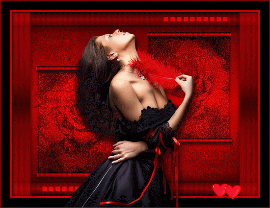 sOUS Fond Cadre Rouge Tableau roses une femme &agrave; l'aise,  dans sa robe noire longue, et beau d&eacute;collet&eacute; pr mettre en valeur son beau corps �