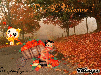 Oui belles couleurs  tons d'automne dhiver  gaie chaud  et  blanc le ciel &ccedil;a sent le froid!! betty boops bien belle fait ses provisions�oui j'aim bien l'AUTOMNE !! 