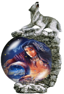 Belle  r&ecirc;veuse, cette belle Am&eacute;rindienne,  en contact avec la Nature, Etoiles La lune Soleil �  Un Beau chien-loup  la Prot&egrave;ge &&