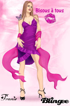 Jollie fille  en mauve, robe  cool, voile  papillon sur l'&eacute;paule,ns adresse  Bisous  &agrave; ts ttes�   moi &eacute;galment &&    A DEMAIN ��