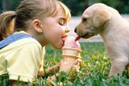 .  Ils sont mignons   et  complices ts  deux,   ils se r&eacute;galent   : la glace  elle a l'air bien  d&eacute;licieuse !!!   BON AP !!   