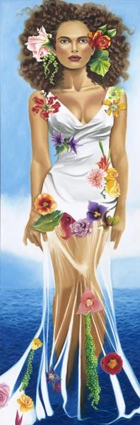 .  Sans commentaire,  joli  belle femme,  transparent fleurs,   la mer derri&egrave;re,belle chevelure et fleurs dns cheveux�  &ccedil;a fait r&ecirc;ver � j'aimerai bien &ecirc;tre habill&eacute;e aussi com elle : d&egrave;s fois;  on