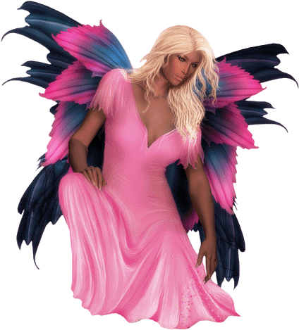 Bel  ange  f&eacute;minin  ailes couleurs  robe rose  ange  modern