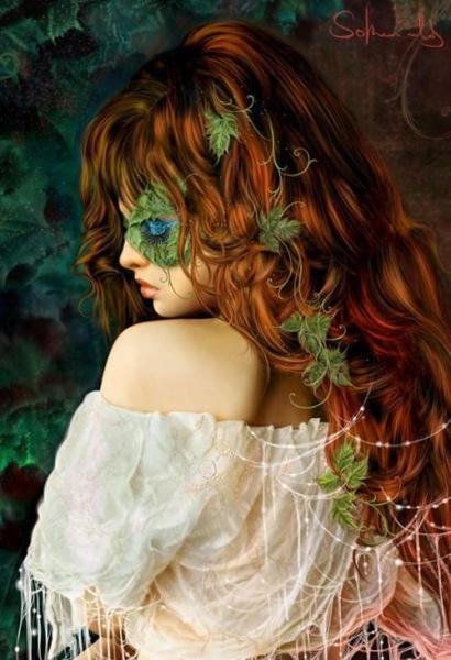 Femme belle beaux cheveux, nature, robe l&eacute;g&egrave;rement &eacute;chancr&eacute;, en complicit&eacute; avec NATURE Et &ccedil;a lui va bien!!! BON APRES MIDI  �  bizz  &&  Coucou&&