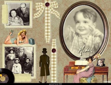 sOUVENIRS sA Famille Photos,  Epoque, Michel  dns un cadre:  petit enfant,  Disque Vinyl �� Belle Cr&eacute;a relatant  superbe  son histoire  sa famille  en  photos :Michel sardou&&