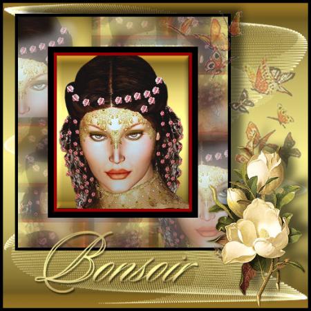 cOMME Cette femme   visage superbe, fleurs roses cheveux  Romantic  vient vs dire BONSOIR,   j'en fais de m&ecirc;me � vs Souhaite AGREABLE SOIREE ��  bizzz  &&