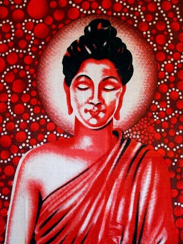 Fond Rouge marron perles blanche   Sage Hindoue  femme en m&eacute;ditation && 