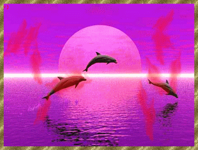 Bonsoir  Me revoil&agrave; apr&egrave;s quelque jours d'absence�� Ces dauphins mer lune rose mauve blanc,Gaiet&eacute; Joie Je vs l'Offre de tout mon Coeur�� BELLE SOIREE A TS TTES &&