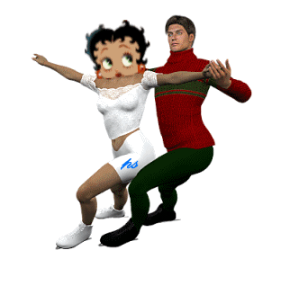Ils sont beaux &eacute;l&eacute;gants ts 2: Betty Boops patine avec bel homme� lui rouge et noir v&ecirc;tu  betty en blanc� c'est bien� j'aim pluto le Patinage artistique &eacute;l&eacute;gance  et  dynmamisme aussi ��