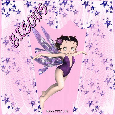 Betty boops,  en ailes  ange, mauve rose blanc,  BRILLE mil Etoiles ��  elle est  ravissante  ntre Betty ��