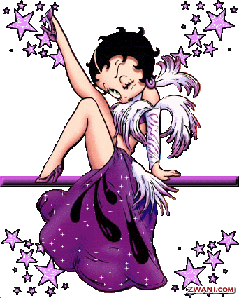 Bonjour ts ttes,en cette heure un peu matinale un Bonjour,avc Betty Boops,coquette,et sexy Etoiles,Plumes, BelleBON JEUDI  Bizz &&  A PLUS