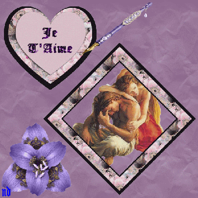 Cadre mauve Fleur Un couple pense attiré l'unl'autre § S'Aime  Se le Disent §§  agréable soirée   bizous  &