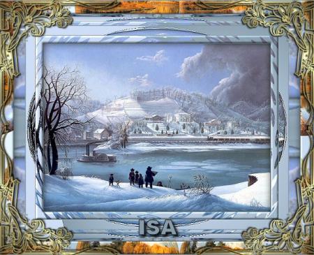 Montagne  Neige , joli cadre de NOEL  tout blanc et gel&eacute; le lac, les gens vont patiner !! comme c'est beau et superbe !! ces tons bleu blanc noir gris clair � cela fait penser aux pays Nordiques,