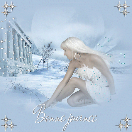 Blanc La Neige � L'Hiver  belle femme en blanc bleu  Brille �  et Vs souhaite une BONNE JOURNEE � 