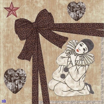 .  Il est attendrissant  cet arlequin larme &agrave; l'oeil, touchant r&eacute;clame  ntre attention  amour  et soutien  pr Lui, Ns le lui rendons, Beau Coeur de Cristal  d'Amour �  belles couleurs douces