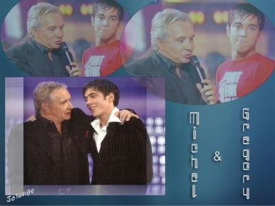 Une belle photo Michel Sardou en duo et compagnie  d'un beau jeune homme  qui chantait  d'une voix d'Or , blle voix: parti trop t&ocirc;t / Gr&eacute;gory Lemarchal � tendresse complicit&eacute; ts les deu