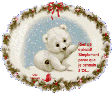 Mignon  ce Nounours § tout blanc Neigne Couronne Verdure Neige Hou§ fait penser à Noel§Cette Couronne Parce que Ce Mimi  pensait  à  Toi§  BIZOUS   A  BIENTOT &&