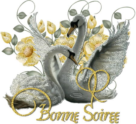 Ces cygnes blanc noir gris§ au milieu de roses doré  et  dns ces tons  d'hiver   Fait  rêver et penser à une  Soirée Agréable  avec les bonnes choses d'automne et d'hiver arrivant