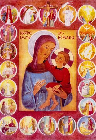 bELLE Icone § Marie et l'Enfant Jésus§ Notre Dame du Rosaire§  Belles couleurs  §§ Elévation de l'âme esprit coeur§  Beauté Amour terre § humain,fraternel§famille enfants§ Amour