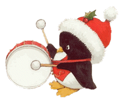 bONJOUR TS TTES � je viens vs souhaiter un BON MERCREDI � Bient&ocirc;t Noel,  comme ce pingouin d&eacute;guis&eacute; e =n P&egrave;re Noel, tape tambour, gaiet&eacute; joie bnne humeur  sant&eacute;  dns vs vies�  et pr vtre journ&eacute;e &&