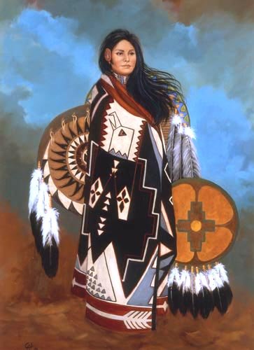 Elle est belle cette jeune Am&eacute;rindienne, ses habits motifs  et color&eacute;s� Plumes � Se trouve dns la nature, ciel bleu nuageux �    A DEMAIN   Je vs souhaite Une DOUCE NUIT !  pLEIN DE Mil CHose BElles �