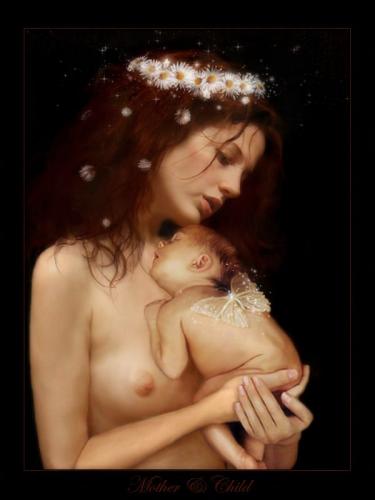 bELLE JEUNE Femme Jeune Maman dns son intimit&eacute;  serre avc Amour Attention Affection Tendresse son jeune B&eacute;b&eacute; Son Jeune Enfant  qu'elle a port&eacute; pendant 9 mois ou -  dns son ventre avec Amour l